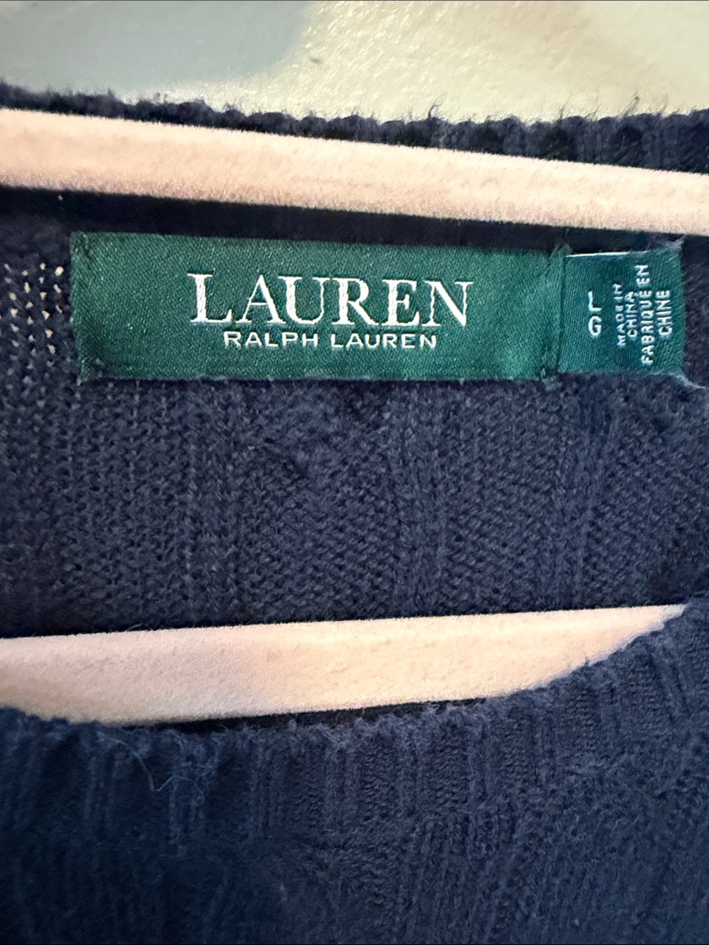 Lauren Ralph Lauren Navy Cable-Knit Crewneck Sweater